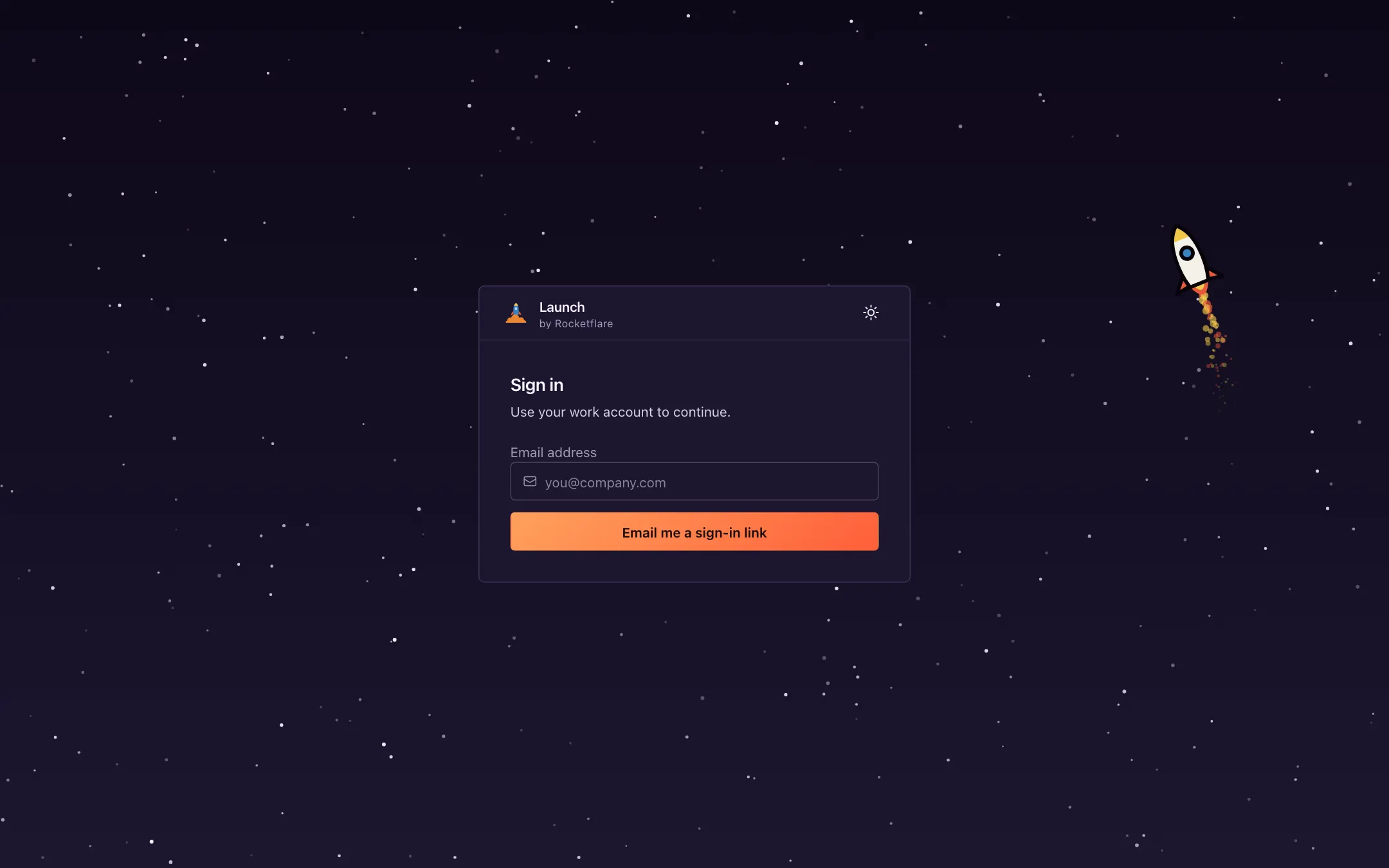 Screenshot of the Rocketflare Launch website